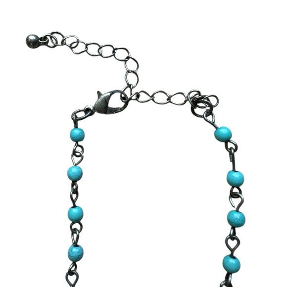 Turquoise Beaded Cross Fashion Necklace - Picture 2 of 3